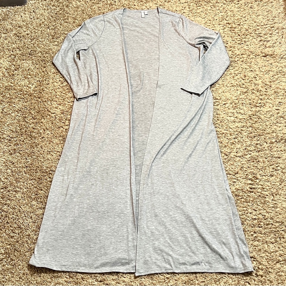 ASOS Light Gray Long Line Duster Open Front Cardigan Size 16